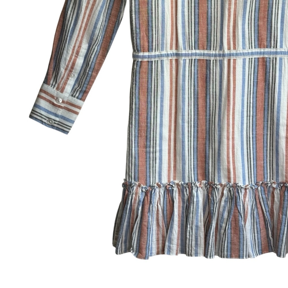 Veronica Beard Ardith Ruffled Striped Cotton Mini Shift Dress. Size XS - Picture 9 of 15